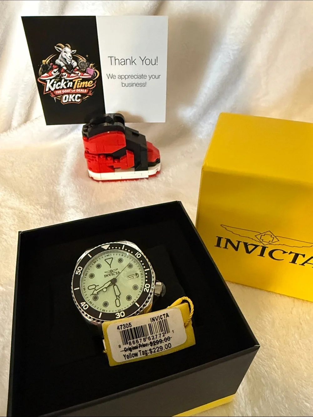 Invicta Men's Silver Case Watch with Black Bezel and Luminous Green Dial